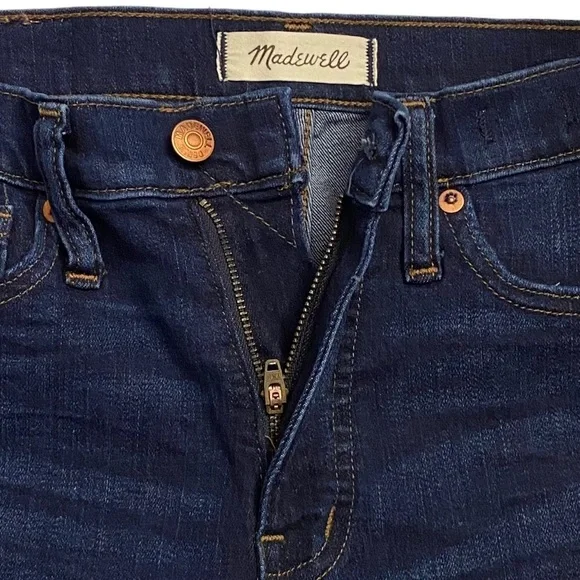 Madewell 10" High Rise Skinny Medium Blue Wash Stretch Whiskers Jeans Denim 26 - Picture 13 of 16